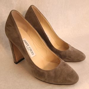 Jimmy Choo Billie Taupe Suede Heels